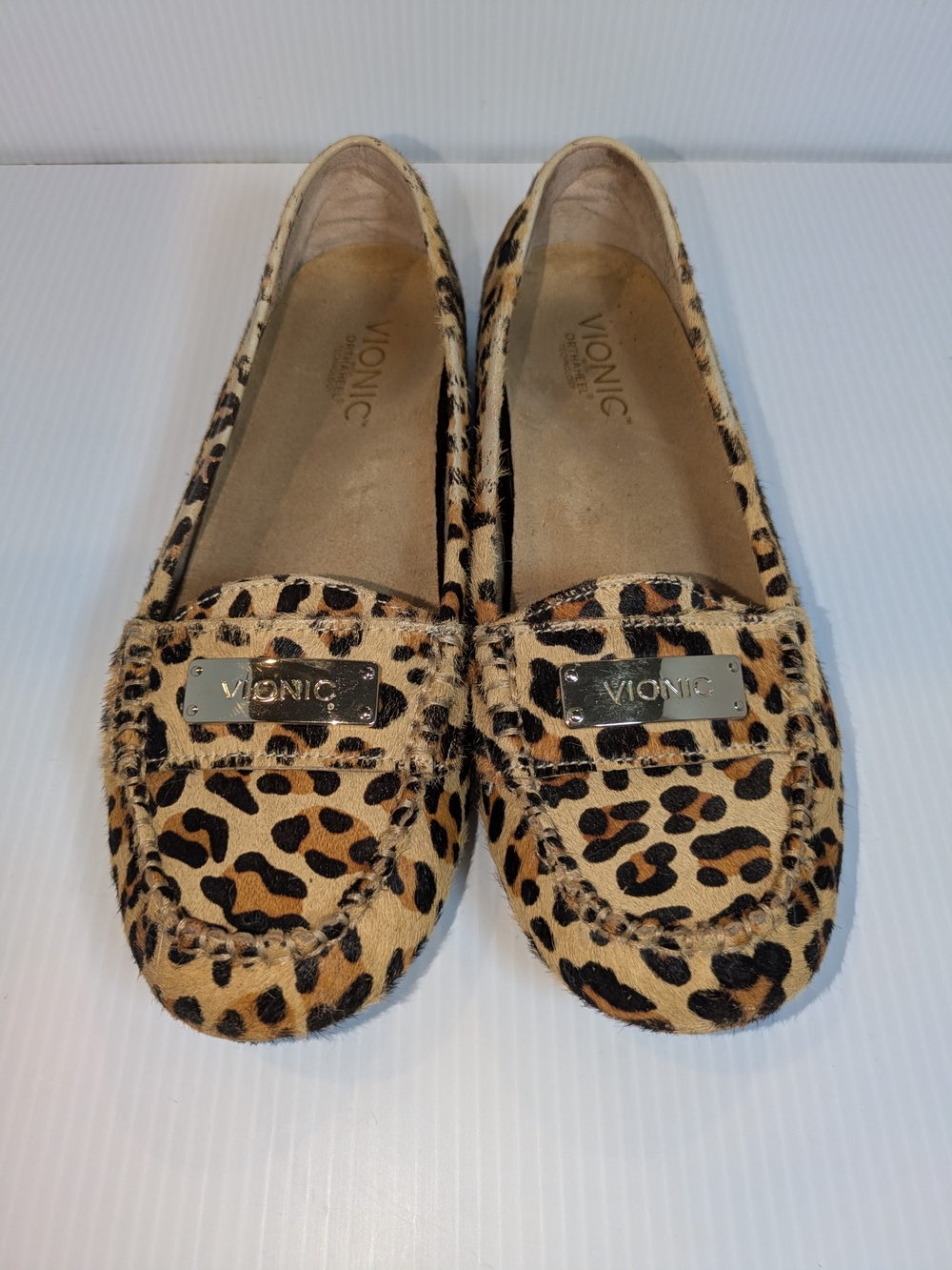 Vionic Sydney Leopard Haircalf Driving Loafers Moccasins Women's 7